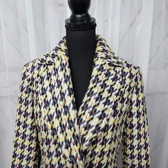 Etcetera Blue Multicolor Tweed Herringbone Single Breasted Blazer Size 4 - Picture 2 of 13
